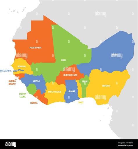 West Africa Region Map Of Countries In Western Africa Vector