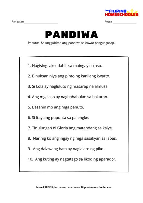 Pandiwa at Mga Halimbawa — The Filipino Homeschooler