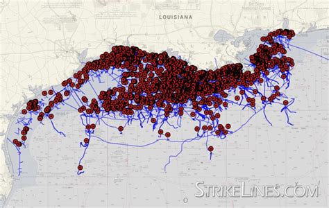 Gulf of Mexico Oil Rig Platforms & Pipelines – StrikeLines Fishing Charts