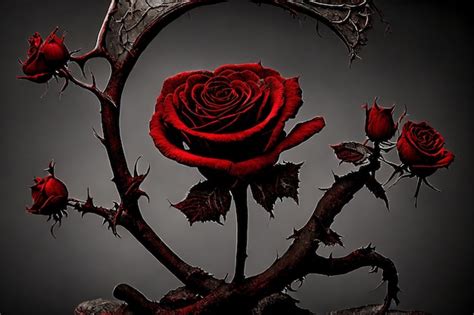 Premium AI Image | red rose with thorns