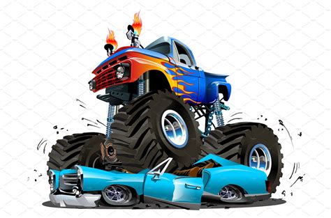 Vector Cartoon Monster Truck | Transportation Illustrations ~ Creative ...