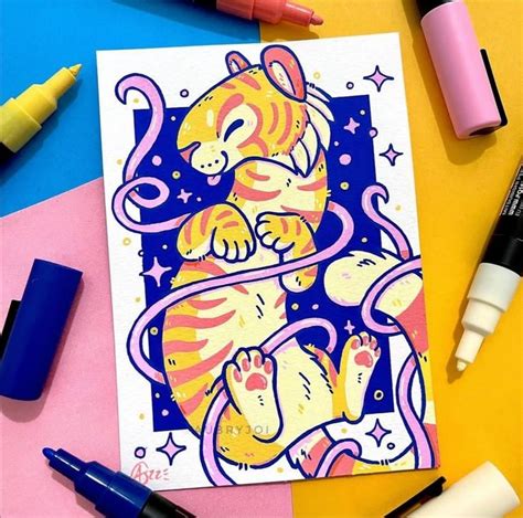 Marker Art: Cute Animal Drawings and Paint Swatch Art