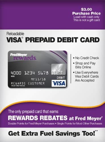 Fred Meyer Visa 1-2-3 Rewards Reloadable Prepaid Debit Card, 1 ct ...