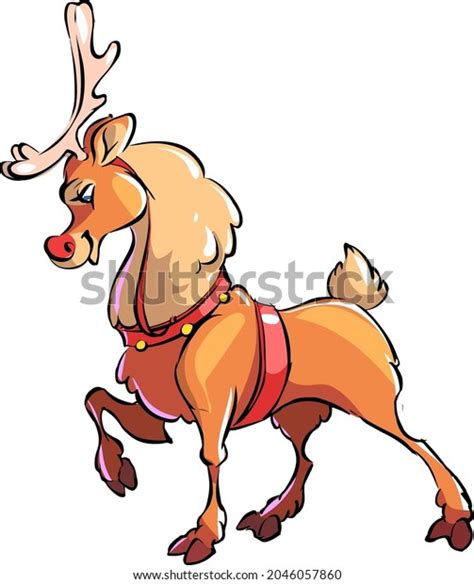 Cartoon Cute Deer Santa Claus Christmas Stock Vector (Royalty Free ...