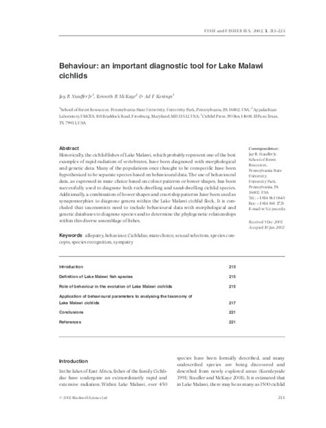 (PDF) 2002 Stauffer-McKaye-Konings Behaviour: an important diagnostic ...