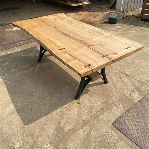 7 Foot Maple Live Edge Table With Bowties - Lancaster Live Edge