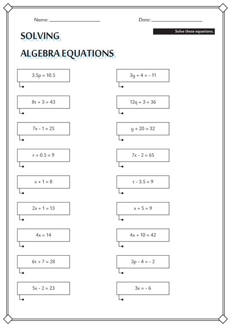 Solving Linear Equations Worksheets - Equations Worksheets