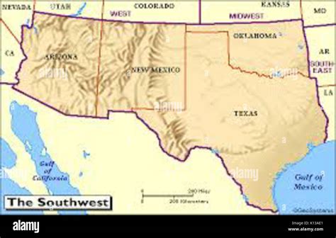 American southwest map Stock Photo - Alamy