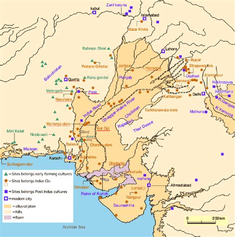 Map of Greater Indus Valley Civilization (adapted from Tokai ...