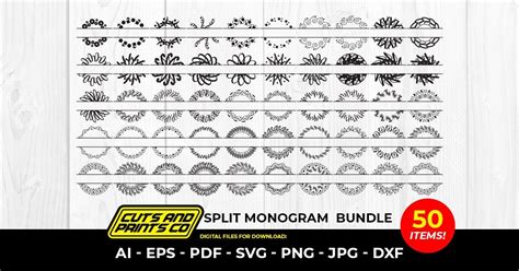 Split Monogram Floral Bundle Bundle · Creative Fabrica