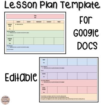 FREE Weekly Lesson Plan Template | Google Docs by Diverse Little Learners