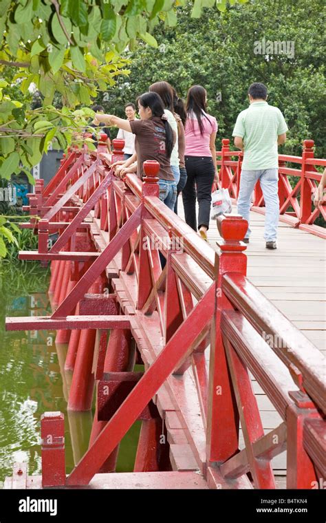 Rising Sun Bridge Ngoc Son Temple Hanoi Vietnam Stock Photo - Alamy