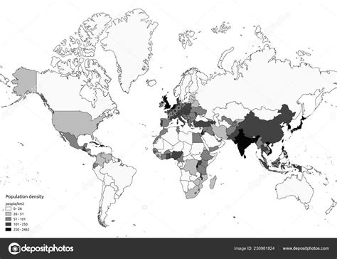 World Population Density Map Greyscale Legend Stock Vector Image by ...