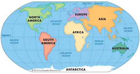 Continents And Oceans Printable Map