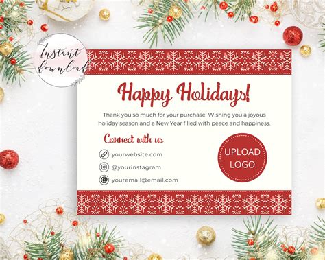 Printable Holiday Thank You Card Business Template Happy - Etsy