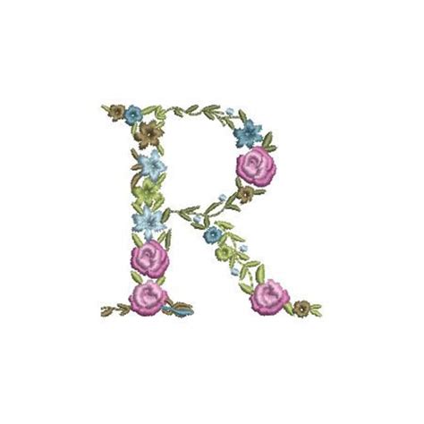 2 Sizes floral Letter R Floral Font Machine Embroidery Design - Etsy