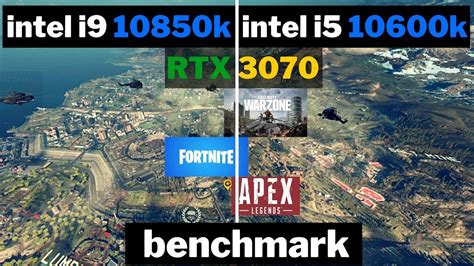 intel i9 10850k vs intel i5 10600k benchmark | RTX 3070 in 3 games ...