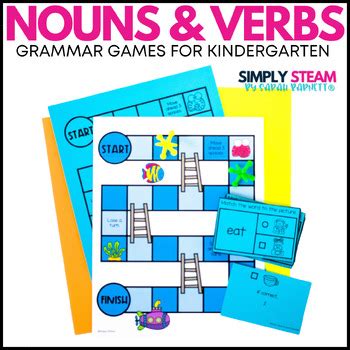 Nouns and Verbs Kindergarten Grammar Games by Simply STEAM | TPT