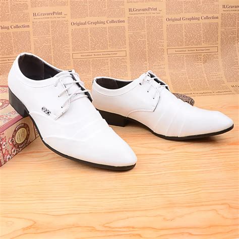 GOXPACER Fashion men shoes wedding shoes dress men flats white pointed ...