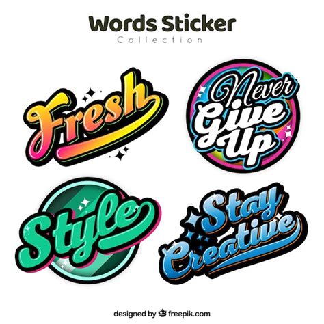 Free Vector | Pack of modern words stickers