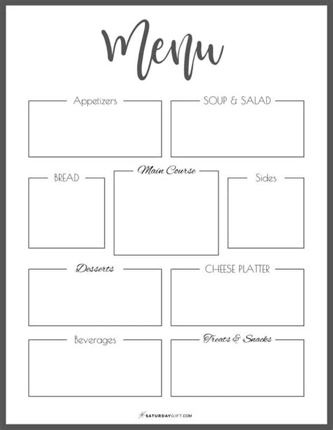 Menu Template Free Printable - Sarseh.com