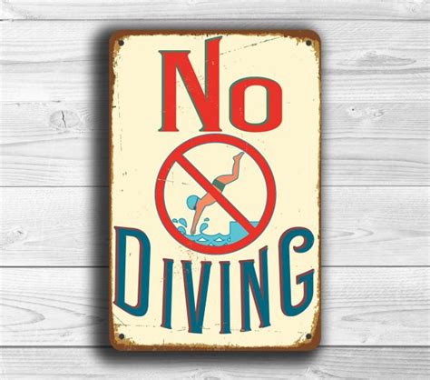 No Diving Sign - Vintage Style Pool Signs - Classic Metal Signs