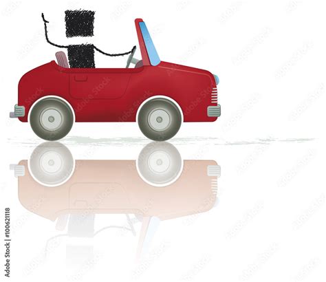 Driving a car. Illustration of a stick figure driving a car Stock ...