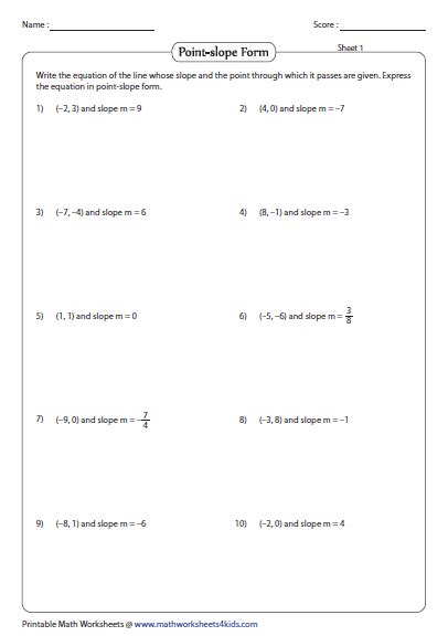 Practice Point Slope Form