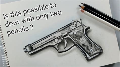 Drawing a realistic GUN with only two coloured pencils | #3ddrawing ...