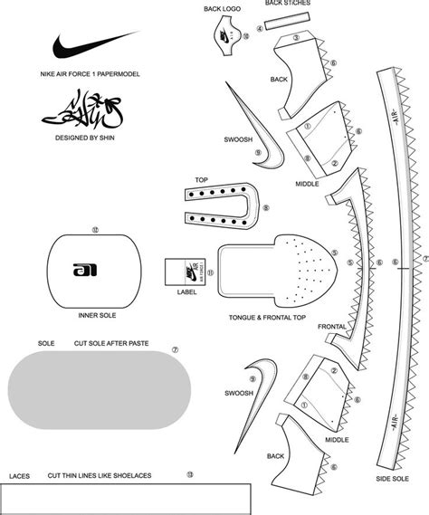 Papercraft Shoes Nike Air force 1 Paper Craft Papercraft Pinterest ...