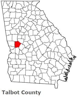 Talbot County on the map of Georgia 2024. Cities, roads, borders and ...