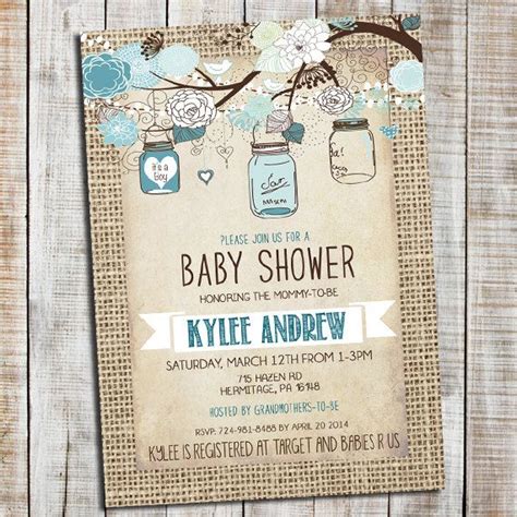 Rustic Baby Boy Shower Invitation Mason Jar Baby Shower - Etsy | Mason ...