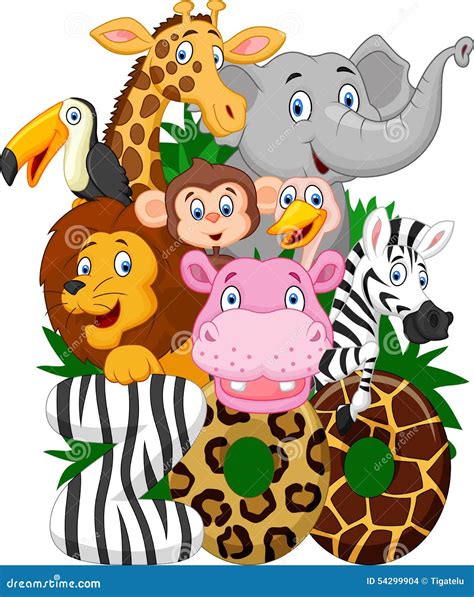 Cartoon zoo animals stock vector. Image of monkeys, jungle - 54299904