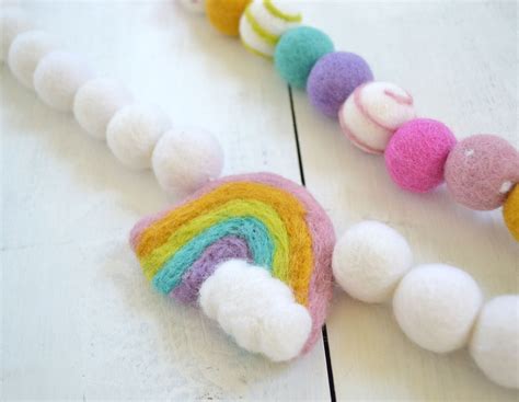 Rainbow Garland Rainbow Felt Ball Garland Rainbow Banner | Etsy