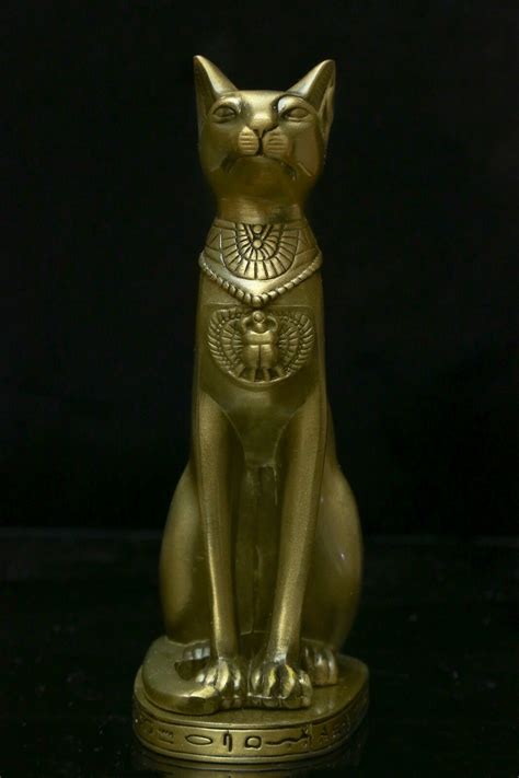 EGYPTIAN CAT GODDESS BAST BASTET STATUE Egypt BRONZE Polished Iron ...