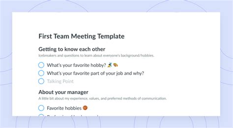 First Team Meeting Agenda | FREE Template