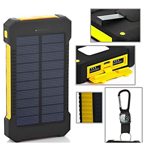 Solar Powered Device Charger With Flashlight, Dual Charging Ports ...