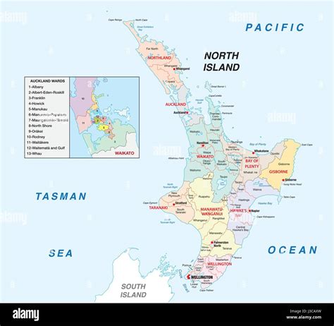 North Island New Zealand Map Towns - Map of world