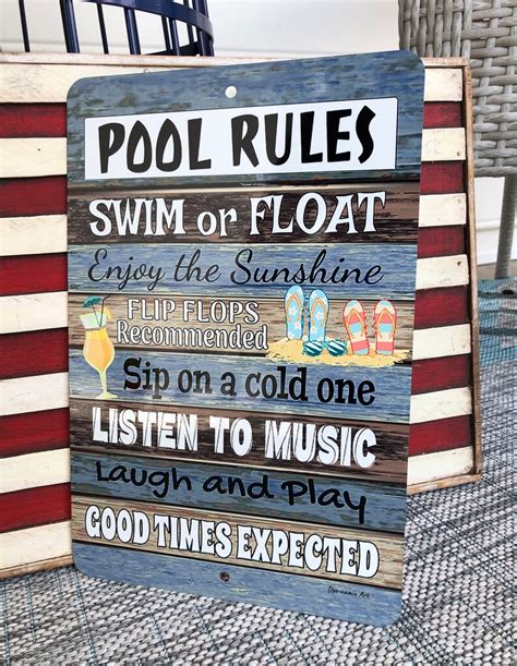 Pool Rules Aluminum Metal Swimming Pool Sign Beach Decor - Etsy