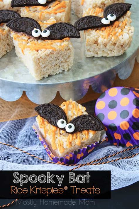 Spooky Bat Halloween Rice Krispie Treats - Mostly Homemade Mom