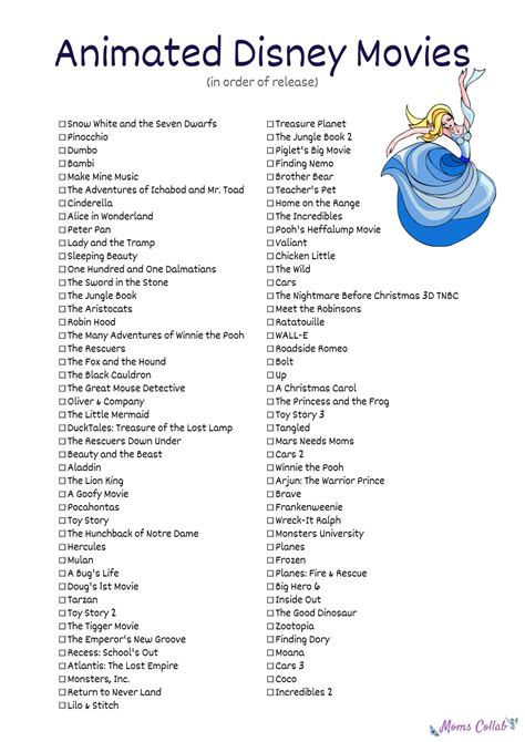 Free Disney Movies List of 400+ Films on Printable Checklists