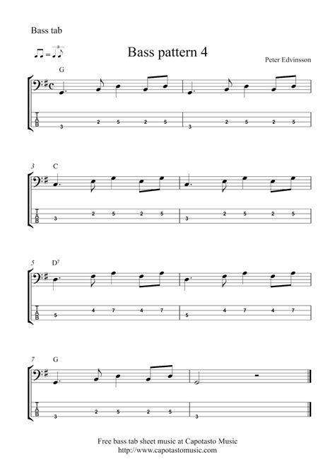 Easy Sheet Music For Beginners: Bass guitar pattern - Free easy bass ...