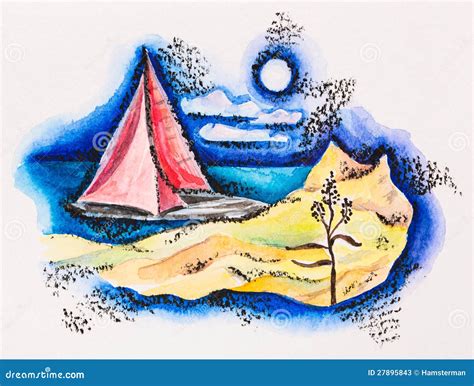 Seascape Pencil Drawing Vector Illustration | CartoonDealer.com #19977014