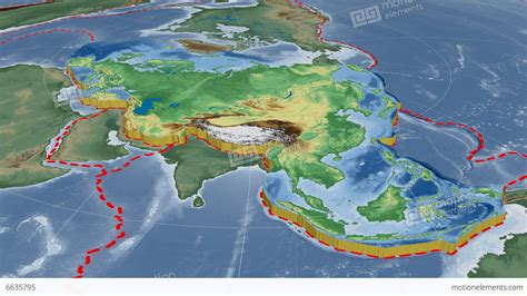 Eurasian Tectonic Plate. Bumps Shaded Stock Animation | 6635795