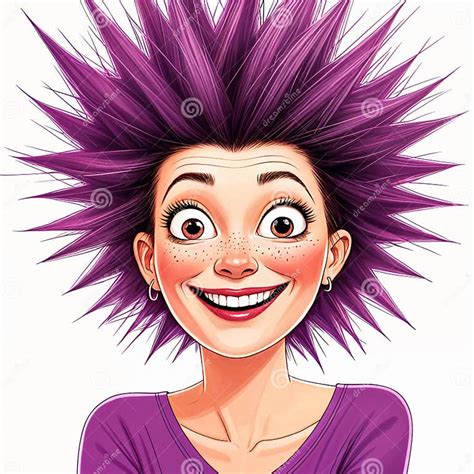 Cartoon Girl with Purple Hair and Big Eyes Stock Illustration ...