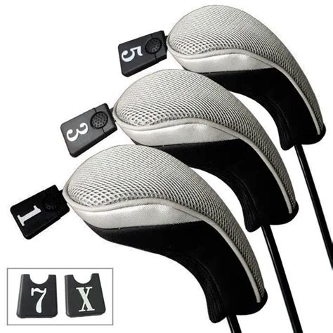 3Pcs Soft 1 3 5 Wood Golf Club Driver Headcovers Head Covers Set Gray ...