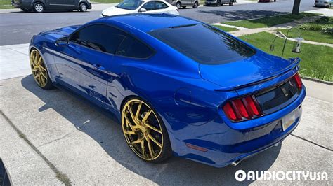 2017 Ford Mustang on 24" Lexani Wheels Senna Custom Gold Plating over ...