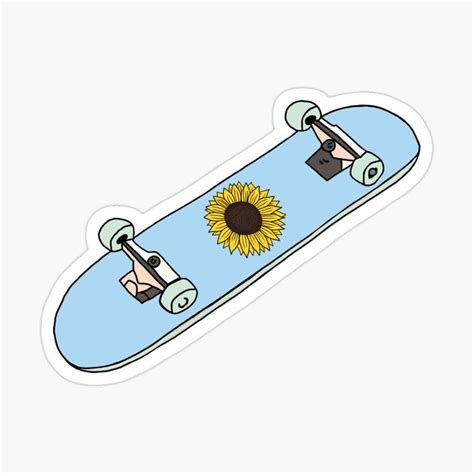 "Aesthetic Blue Pastel Sunflower Skateboard " Sticker for Sale by ...