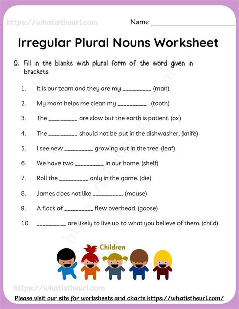 Regular And Irregular Plural Nouns Worksheets