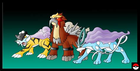 Raikou, Entei and Suicune by ZappaZee on DeviantArt